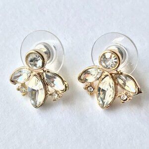 Vintage Gold-tone Crystal Cluster Stud Earrings
